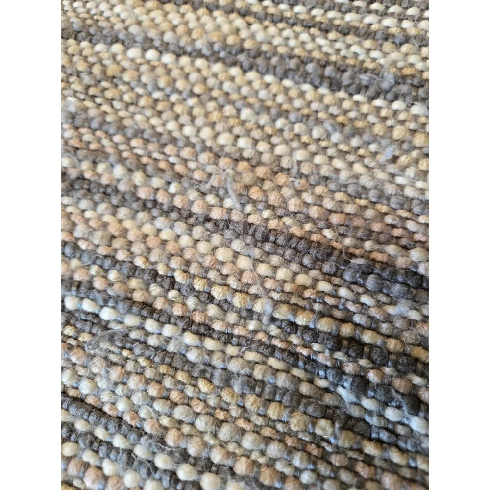 Altar'D State Striped Fringed Afghan, 100% Acrylic Lap Throw, Gray Tan White